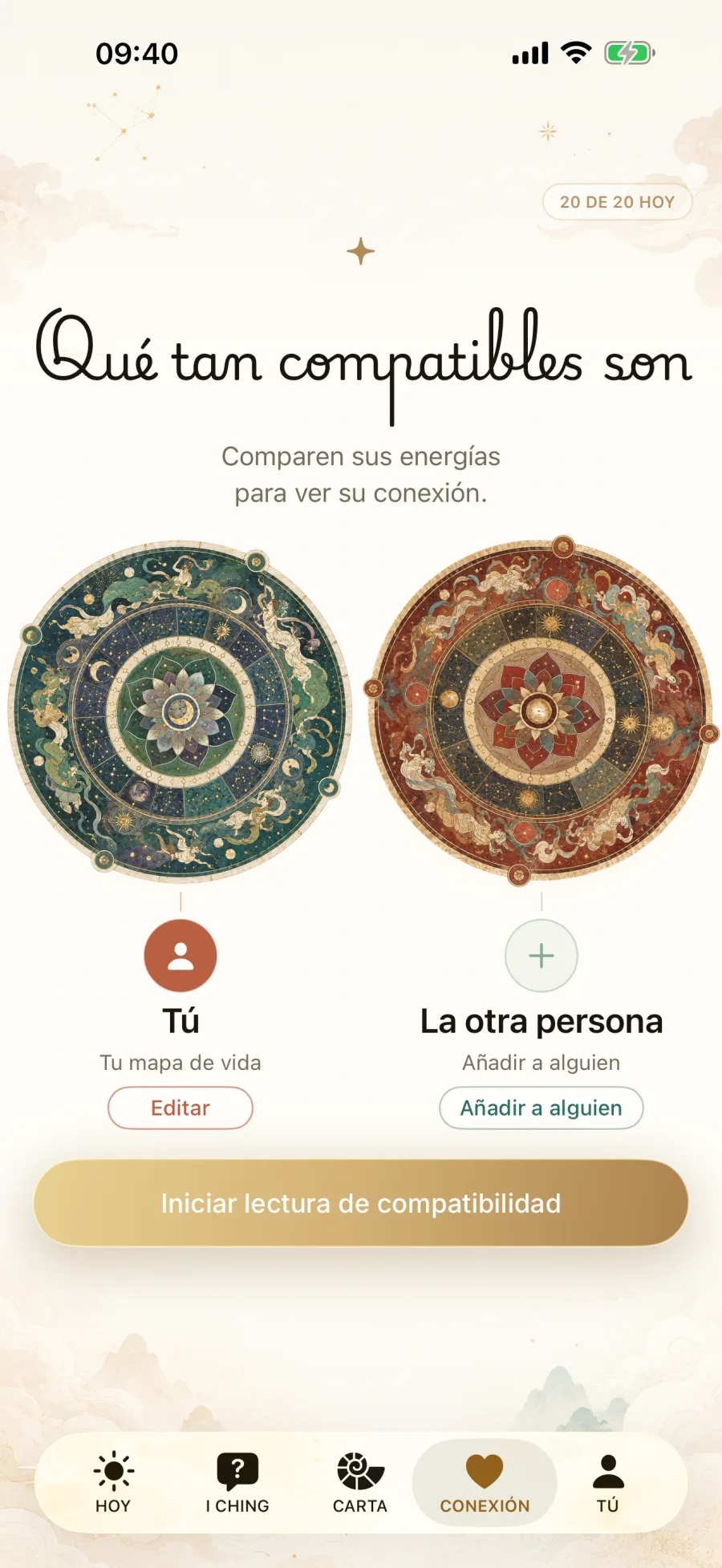 Pantalla de compatibilidad de Daoly en español con dos perfiles